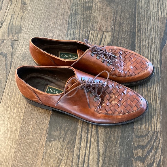 Cole Haan Other - COLE HAAN Brown Leather Woven Tied 9 Shoes Oxfords VGUC